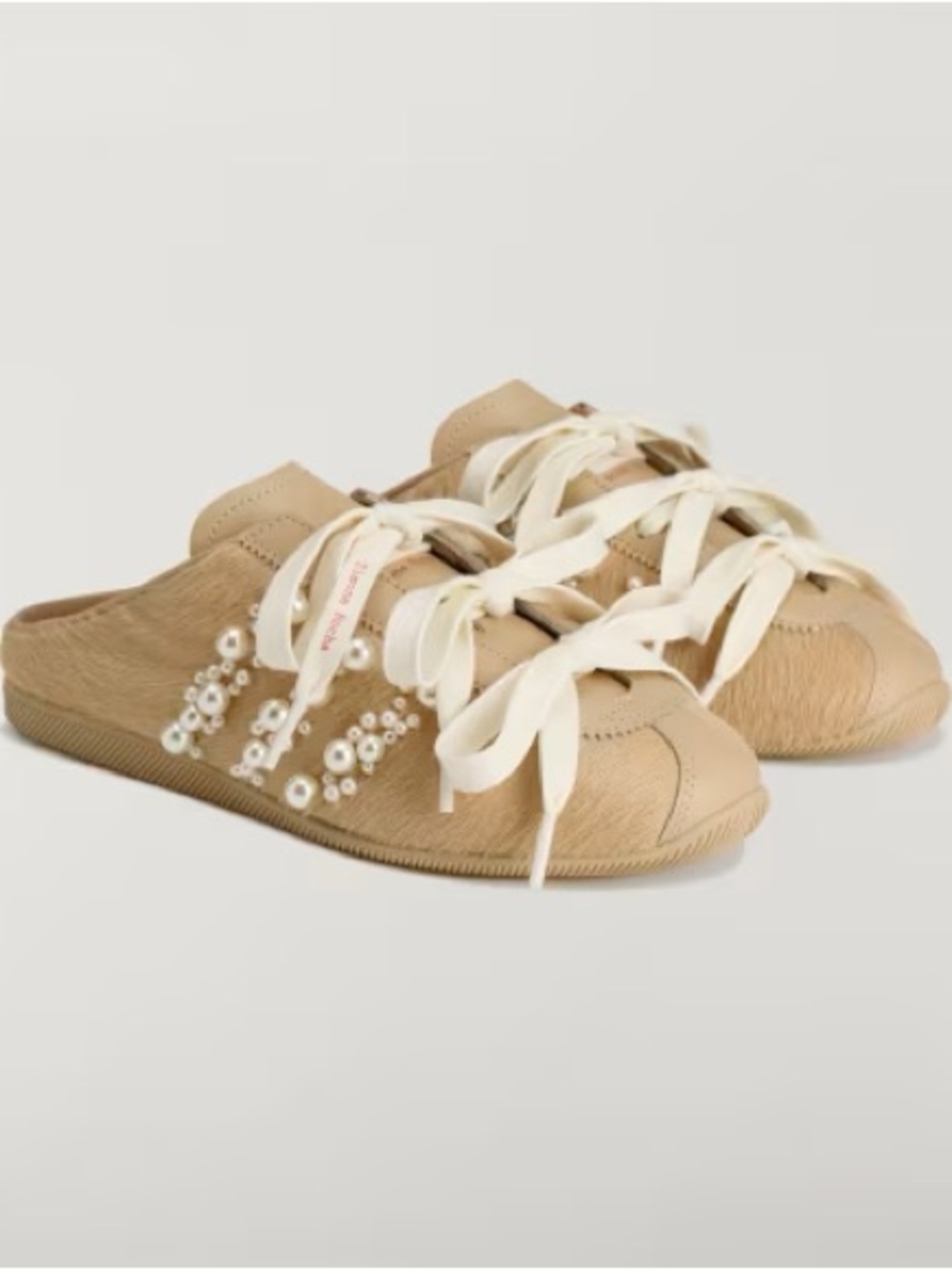 Simone Rocha x Adidas Beige and Cream Pearl-Embellished Sneakers